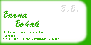 barna bohak business card